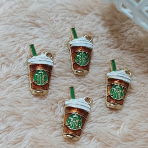 10Pcs Milk Tea Charm,Gold Enamel Drink Bottle Charm Pendant Craft Necklace Charm Earring charms Supplies 10*19mm