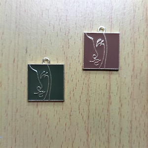 10 30 Cartoon Enamel Square Tag Charm Character Girl Face Charms Earrings DIY Key chain Necklace Pendant Bracelet Jewelry Accessories