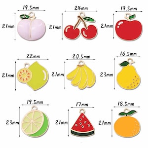 10 30 Fruit Pear Cherry Enamel Charm Gold Metal Fruit Series Charms Earrings DIY Key chain Necklace Pendant Bracelet Jewelry Accessories