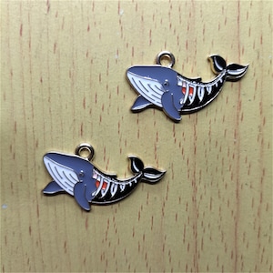 10Pcs/lot Animal Whale Charm Enamel Cartoon Ocean Fish Bone Charms Accessories Making Crafting Earring Pendant Bracelet Necklace Diy Jewelry