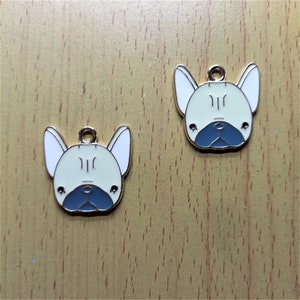 10pcs/lot dierlijke bulldog charme emaille cartoon hond hoofd charms accessoires het maken crafting oorbel hanger armband ketting diy sieraden