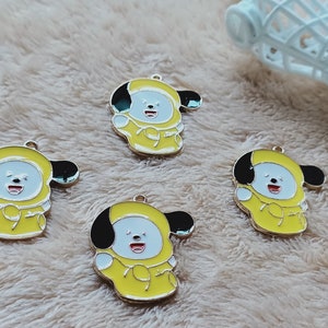 10Pcs Dog Charm,Enamel Charm,Gold Yellow Dog Animal Charm,Pet Charm Pendant Craft Supplies 27*30mm