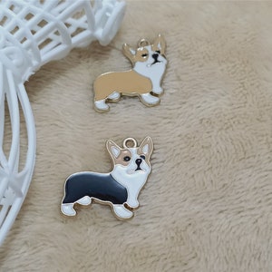 10pcs/lot Cartoon Animal Corgi Dog Charms Pendants  Animal Pet Dangle For DIY Earrings Keychain Jewelry Making Accessories Gift