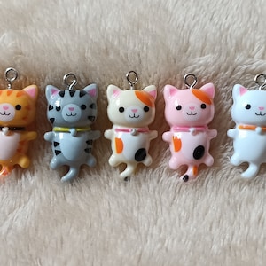 10Pcs Resin Cartoon Cats Charm,  Animal Cats Charm, Colorful Cat Charm, Children's toys  Charm, Necklace Charm Earring charms Supplies
