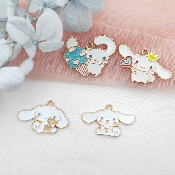 10PCS Cartoon Animal Alloy Dripping Oil Bracelet Earrings Cute Dog Charms Pendant Handmade DIY Animal Pendant Charm Craft