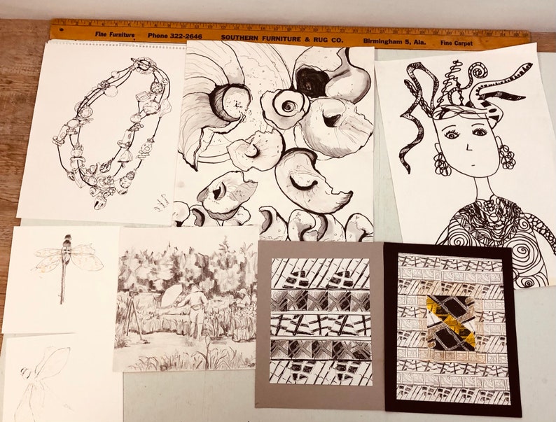 scrap books mixed media projects 26 black /& white drawings sketches stencils for art journal junk journal