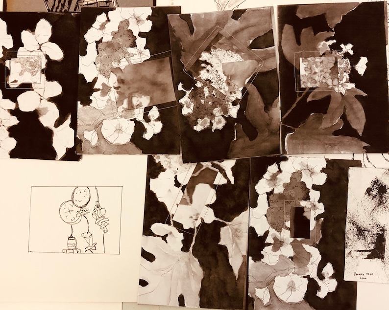 scrap books mixed media projects 26 black /& white drawings sketches stencils for art journal junk journal