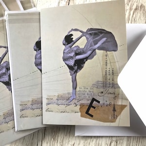 Grußkarte - Druck von original Vintage Collage - Tänzerin - Geburtstag - Dankeschön