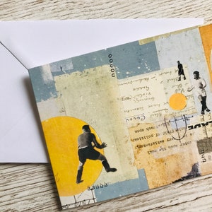 Cartão de felicitações - impressão de colagem vintage original - futebol - futebol - aniversário