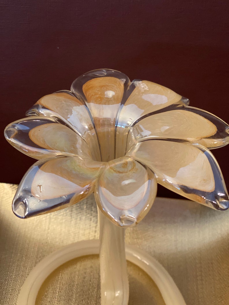 Vintage blown Glass Flower Etsy