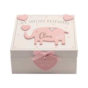 Caja de recuerdos personalizada "Mis recuerdos especiales": rosa, para bautizo, nacimiento, niña, bienvenida, recuerdos