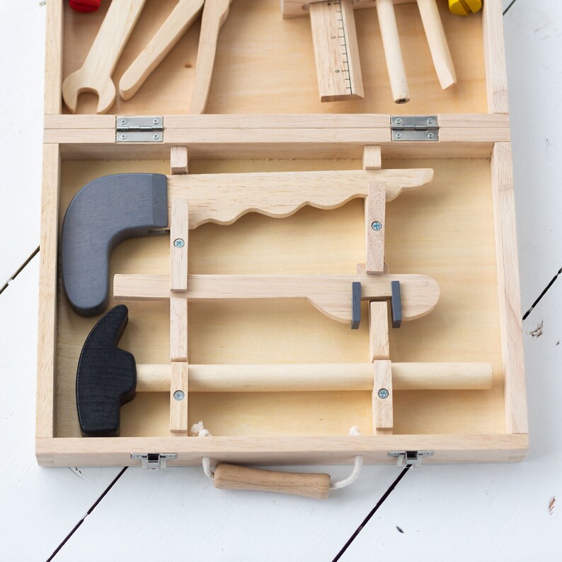Personalised Kids Wooden Toolbox Toy Set Etsy