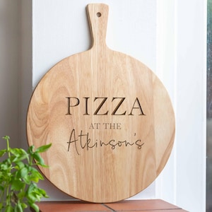 Personalised Wooden Family Pizza Board Paddle | Gift | Foodies | Family | Pizzeria | Engraved | Large | New Home | Kitchen