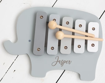 Personalised Kids Wooden Elephant Xylophone Toy