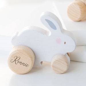 Personalised Wooden Bunny Rabbit Push Toy