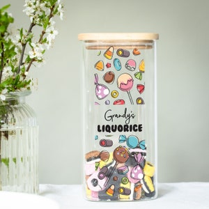 Personalised Glass Liquorice Sweets Jar | Father's Day | Sweet Jar | Storage Jars | Personalised Gift | Food and Drink Gift