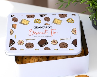 Personalised Metal Biscuit Tin | Snack Storage | Chocolate | Foodie | Grandad | Grandma
