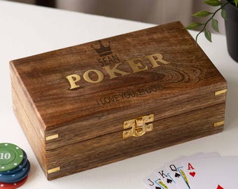 Personalised Luxury Poker King Wooden Poker Set, Personalised Gift, Personalised Games, Birthday Gift, Poker, Card Games, Luxury, King