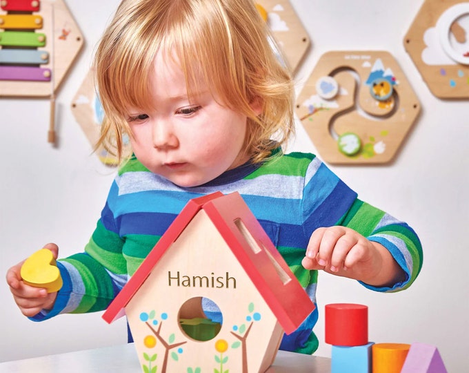 Personalised Wooden Little Bird House Shape Sorter Puzzle Shapes Toy - Etsy