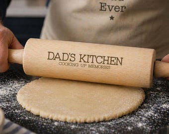 Personalised Wooden Rolling Pin | Cooking | Baking | Chef | Dad | Grandad | Engraved | Kitchen