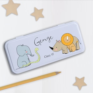 Personalised Kids Safari Theme Metal Pencil Case Tin