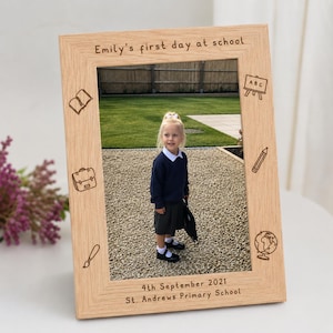 Personalised Wooden First Day At School Frame