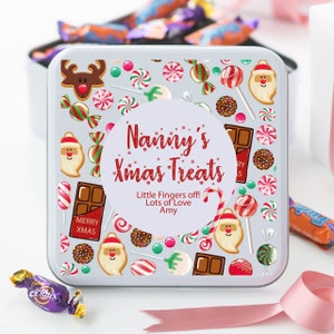 Personalisierte Metall Quadrat Weihnachtsschokolade Süßer Keks Zinn | Weihnachten süße Dose | Weihnachtsgeschenk | Familie Leckerli Dose | Weihnachts-Leckereien