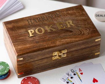 Personalised Luxury Name And Established Wooden Poker Set, Personalised Gift, Personalised Games, Birthday Gift, Poker, Card Games, Luxury