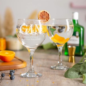 Personalised Gin O&#39;clock Engraved Gin Glass, Alcohol Gift, Personalised Gift, Cocktail Glass, Gin Glass, Drinkware, Personalised Glass