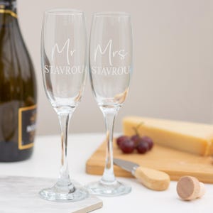 Personalised Anniversary Mr And Mrs Champagne Flute Glass | Couple Gift | Anniversary Gift | Personalised Gift | Wedding Gift | Newlywed