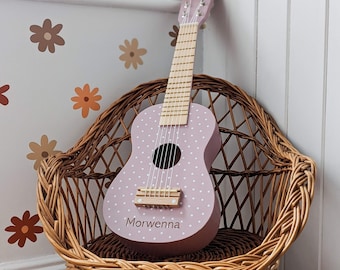 Personalised Pastel Pink Polka Dot Toy Guitar