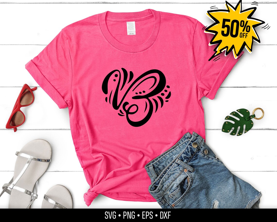 Download SVG Letter B Monogram Valentine's Day Gift SVG Heart | Etsy