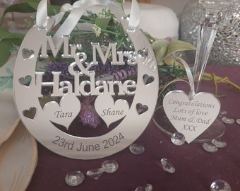 Personalised  Wedding / Anniversary Horseshoe Keepsake, Bridal Gift includes Personalised Gift Tag