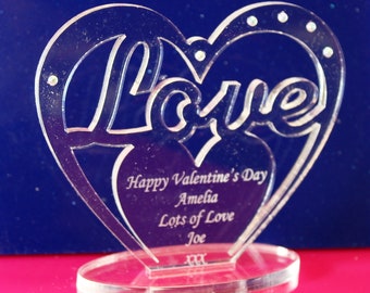 Personalised Freestanding Heart I Love You Gift - Valentine's Day / Wedding / Engagement