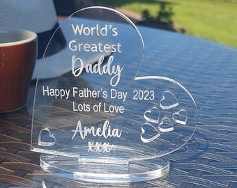 Personalised Father's Day Gift / Heart with message / Freestanding /Keepsake
