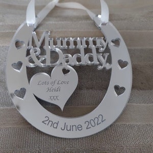 Personalised Mummy & Daddy Wedding/Anniversary Horseshoe Keepsake,Bridal Gift image 5