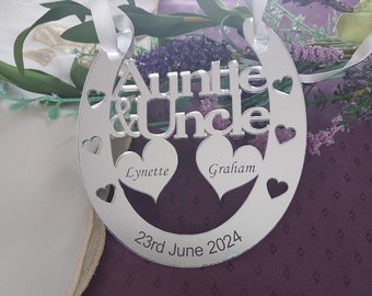 Personalised  Auntie & Uncle  Wedding Horseshoe Keepsake,Bridal Gift