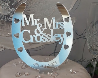Personalised  Wedding Celebration Horseshoe Caketopper Keepsake, Bridal Gift