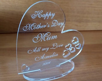 Personalised Happy Mother's Day  Freestanding Heart - Gift