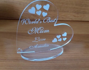 Personalised Mother's Day  World's Best Mum Freestanding Heart - Gift