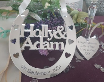 Personalised  Wedding / Anniversary/ Celebration Horseshoe Keepsake,Bridal Gift including personalised gift tag