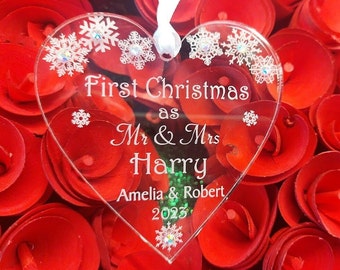 Personalised First Christmas as Mr & Mrs, First Christmas Married, 1st Christmas Married Bauble, Mr and Mrs Keepsake Gift Decoration