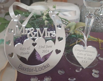 Personalised  Wedding / Anniversary Horseshoe Keepsake,  Gift includeds Personalised Gift Tag
