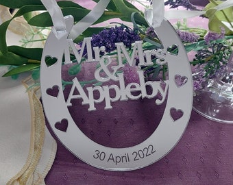 Personalised  Wedding/Anniversary Silver Horseshoe