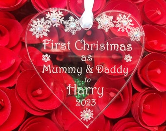 Personalised First 1st Christmas as Mummy & Daddy , First Christmas Married, Keepsake Gift Decoration