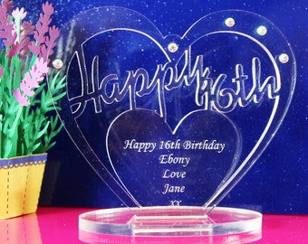 Personalised Freestanding Heart for 16th 18th 30th 40th & more Birthdays  gift