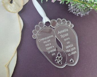 Personalised Baby Feet Announcement Gift - Hanging Decoration