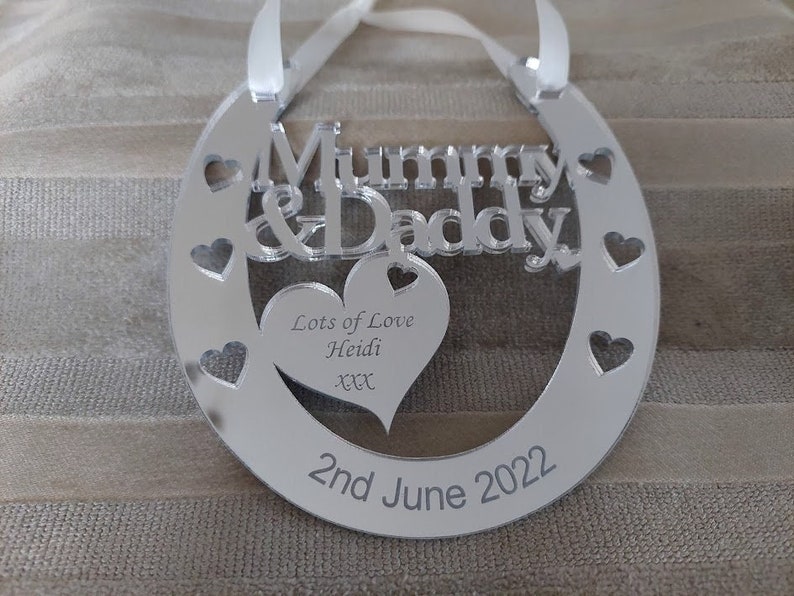 Personalised Mummy & Daddy Wedding/Anniversary Horseshoe Keepsake,Bridal Gift image 5