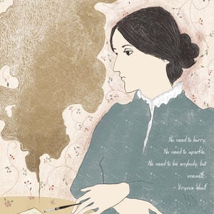 Virginia Woolf poster, vintage illustration, Woman Wall Art, Motivational Quote Wall Art