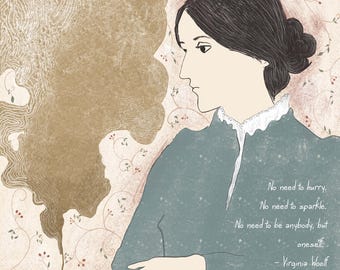 Virginia Woolf Portrait Print: Vintage Frau Wandkunst (Digitaler Download)